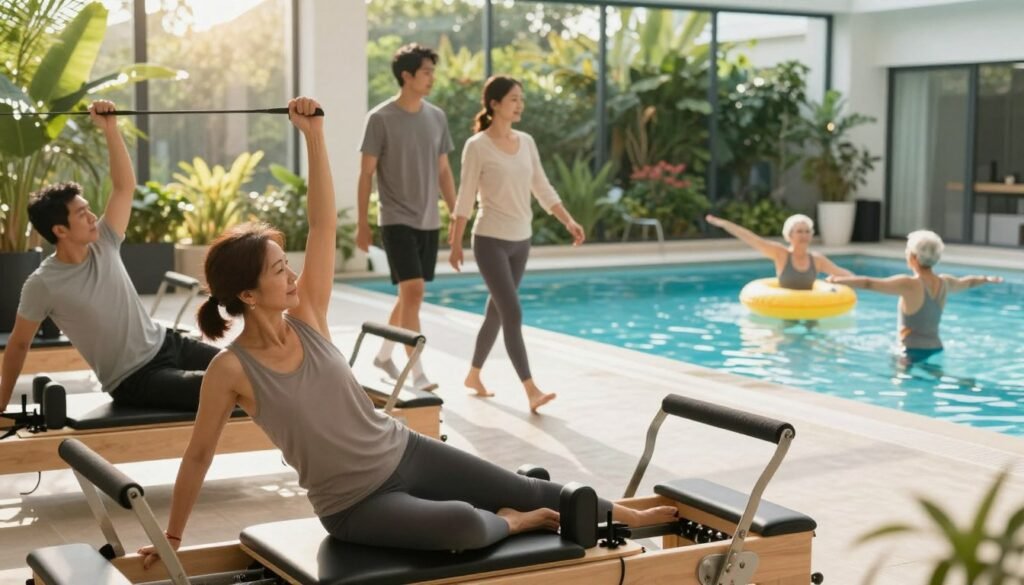 Treinos low-impact (Pilates, caminhada, exercícios aquáticos) para todos os níve